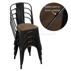 Metal Dining Chairs w/Wood Seat