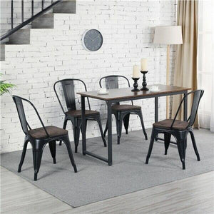 Metal Dining Chairs w/Wood Seat