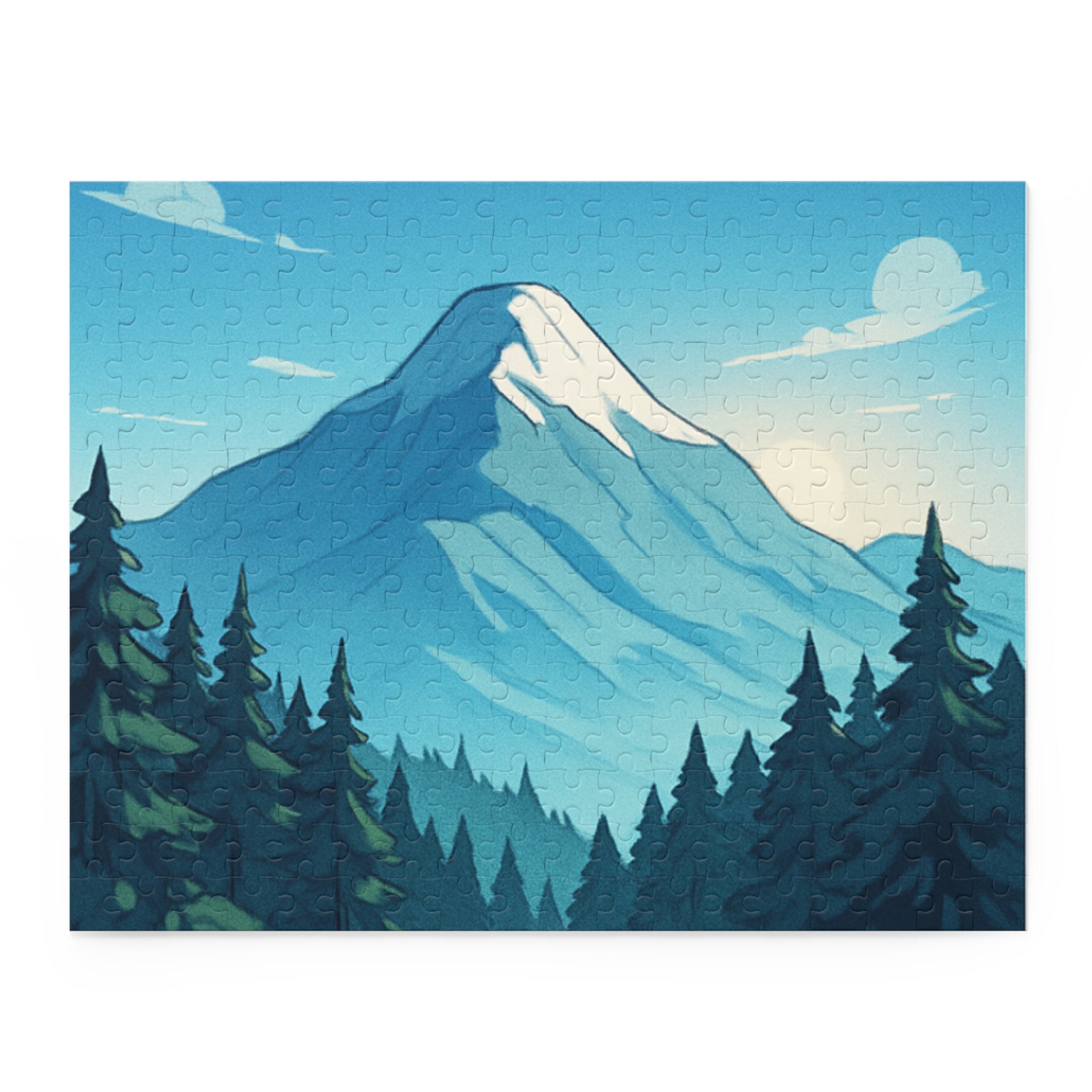 Mountain Sunrise Jigsaw Puzzle — Scenic Forest Peak Puzzle (120/252/500 pcs)