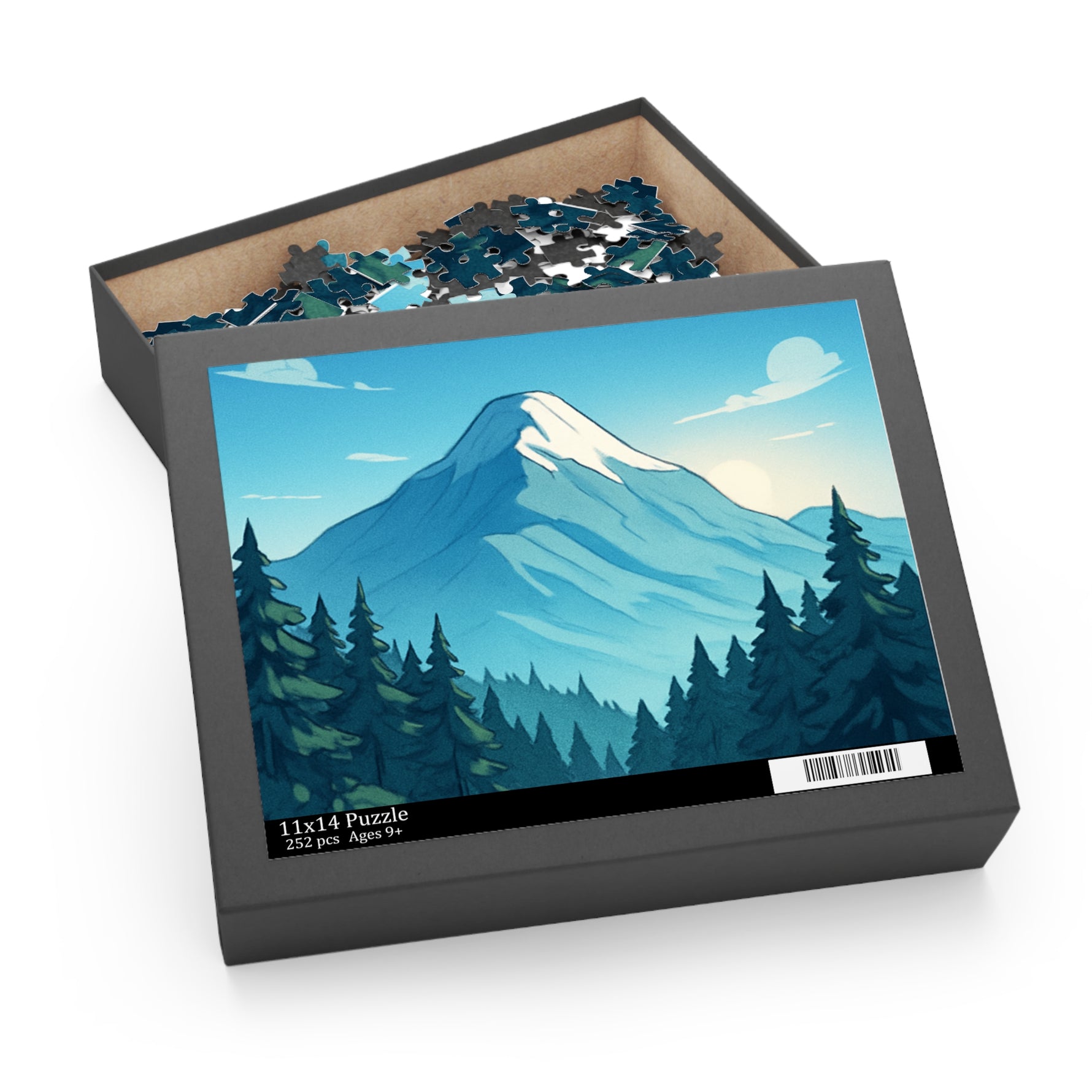 Mountain Sunrise Jigsaw Puzzle — Scenic Forest Peak Puzzle (120/252/500 pcs)