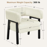 Beige Corduroy Barrel Chair With Pocket Coil Support-1