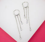 Gold Filled Long Dangle CZ Stone Huggie Earrings (L71)-1