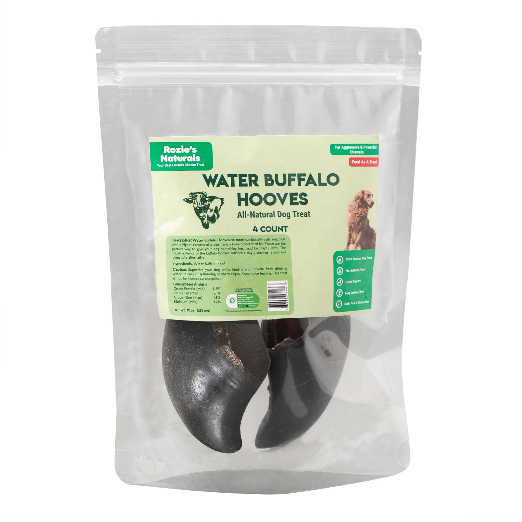 Water Buffalo Hooves Dog Chews-4 Count-10 oz (WSP)