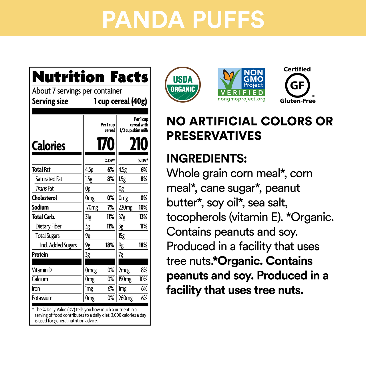 Envirokidz Panda Puffs Gluten Free (12x10.6 Oz)-1