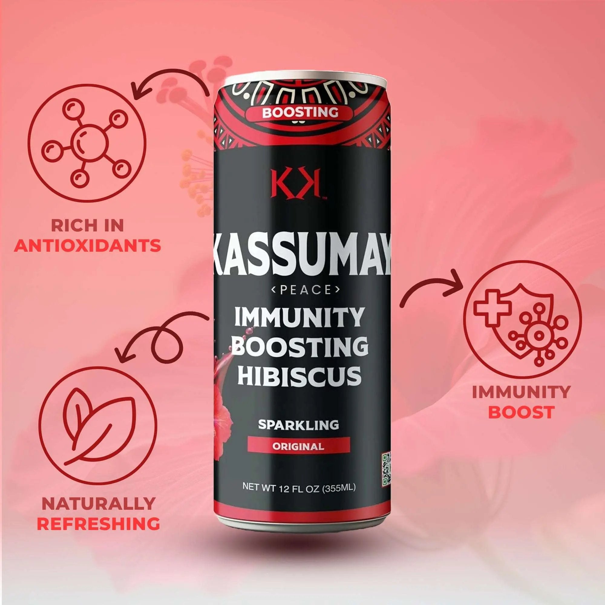 12-Pack Immunity Boosting Natural Healthy Plant-Based Hibiscus Beverages