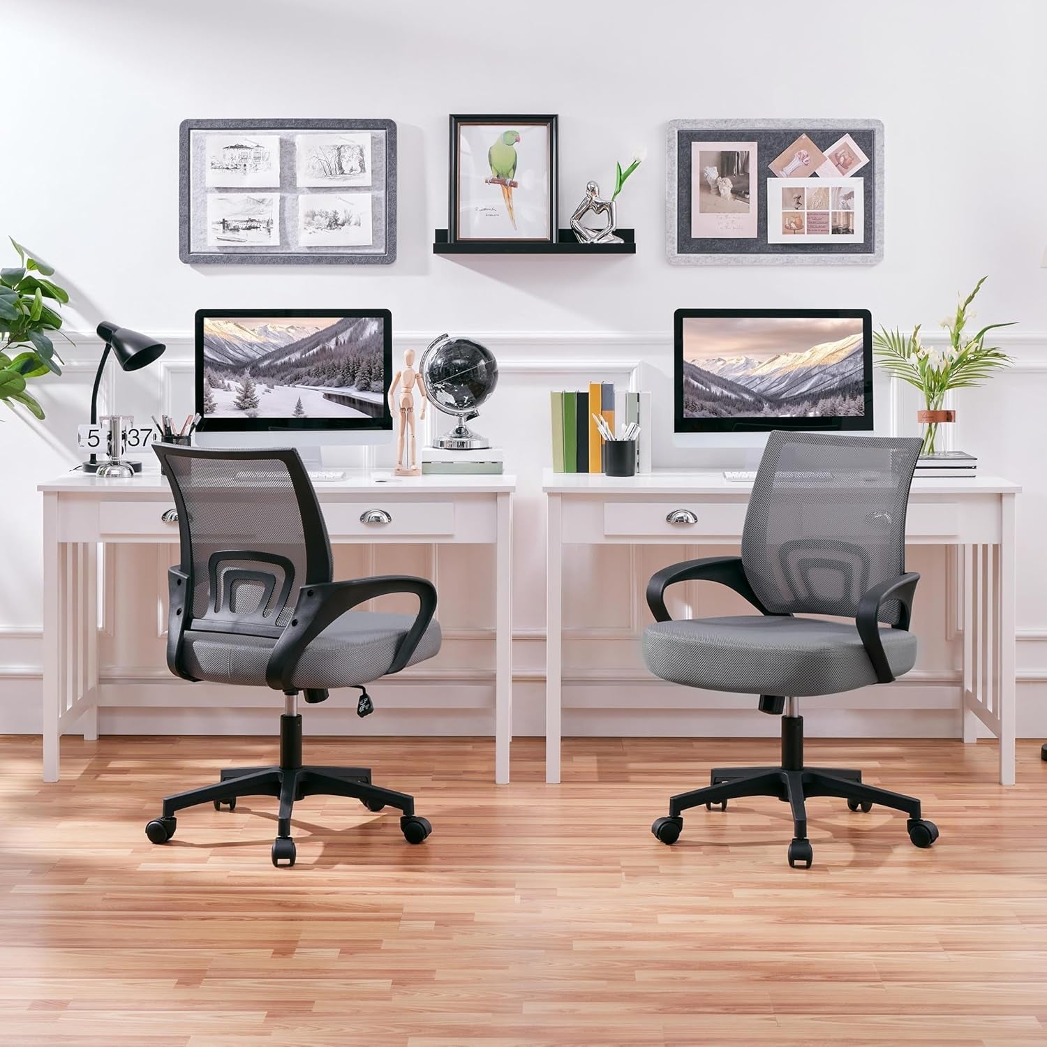 2 Pack Ergonomic Mesh Office Chairs With 360 Degree Rolling Casters Dark Gray For Home Office-1