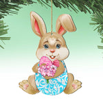 Easter Baby Bunny Wooden Ornaments Set of 3 by G. DeBrekht - Easter Spring Decor - 815432S3