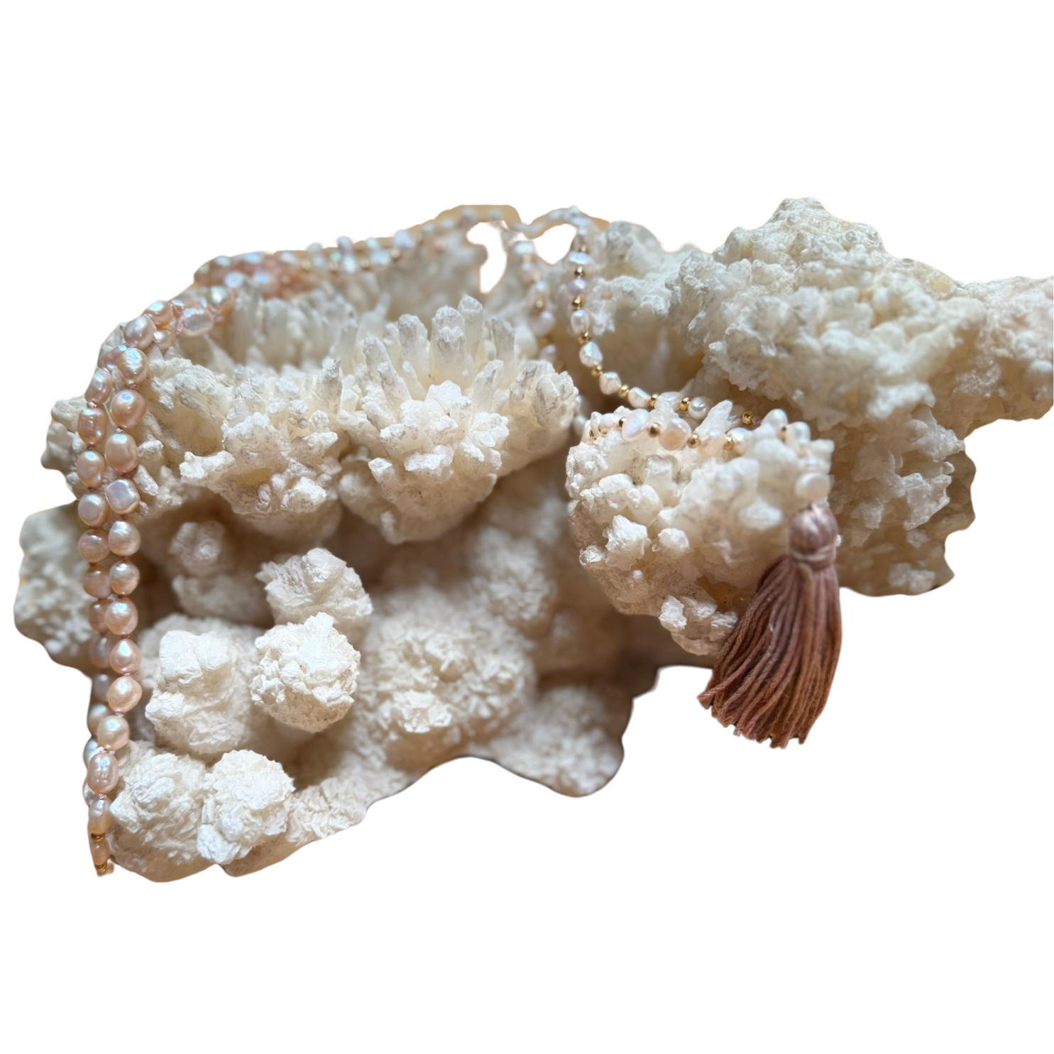 Atma Prema Mala | Peach & White Pearl Mala for Unconditional Self-Love