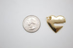 18K Gold Filled Heart With Key Outline Pendant Charm (A270)