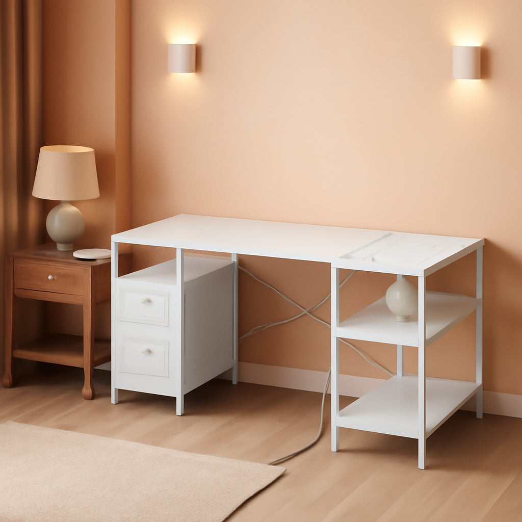 47 Inch L Shaped Desk With Power Outlets For Home Office-0