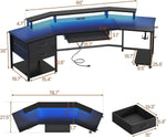 79 Inch Gaming Desk With LED Lights And Storage-1