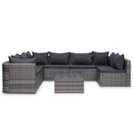 vidaXL 8 Piece Patio Lounge Set with Cushions Poly Rattan Gray
