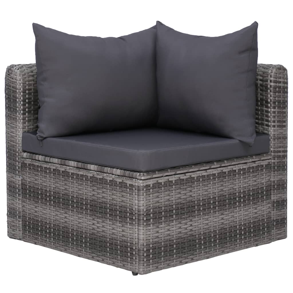 vidaXL 8 Piece Patio Lounge Set with Cushions Poly Rattan Gray