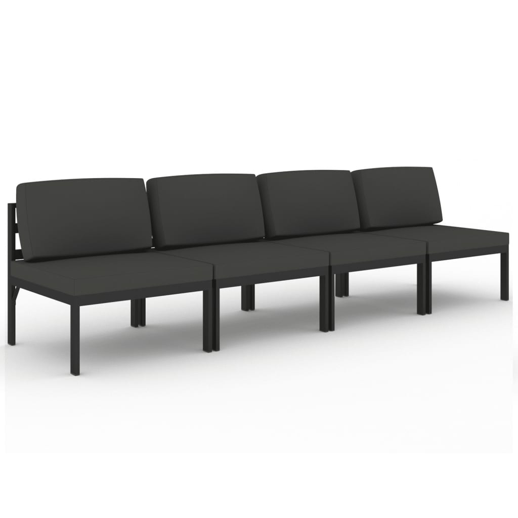 vidaXL 4-Seater Patio Sofa with Cushions Aluminum Anthracite