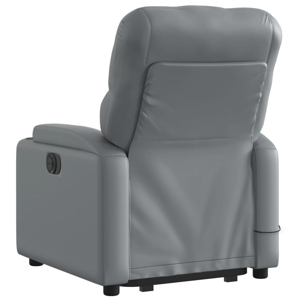 vidaXL Stand up Massage Recliner Chair Gray Faux Leather