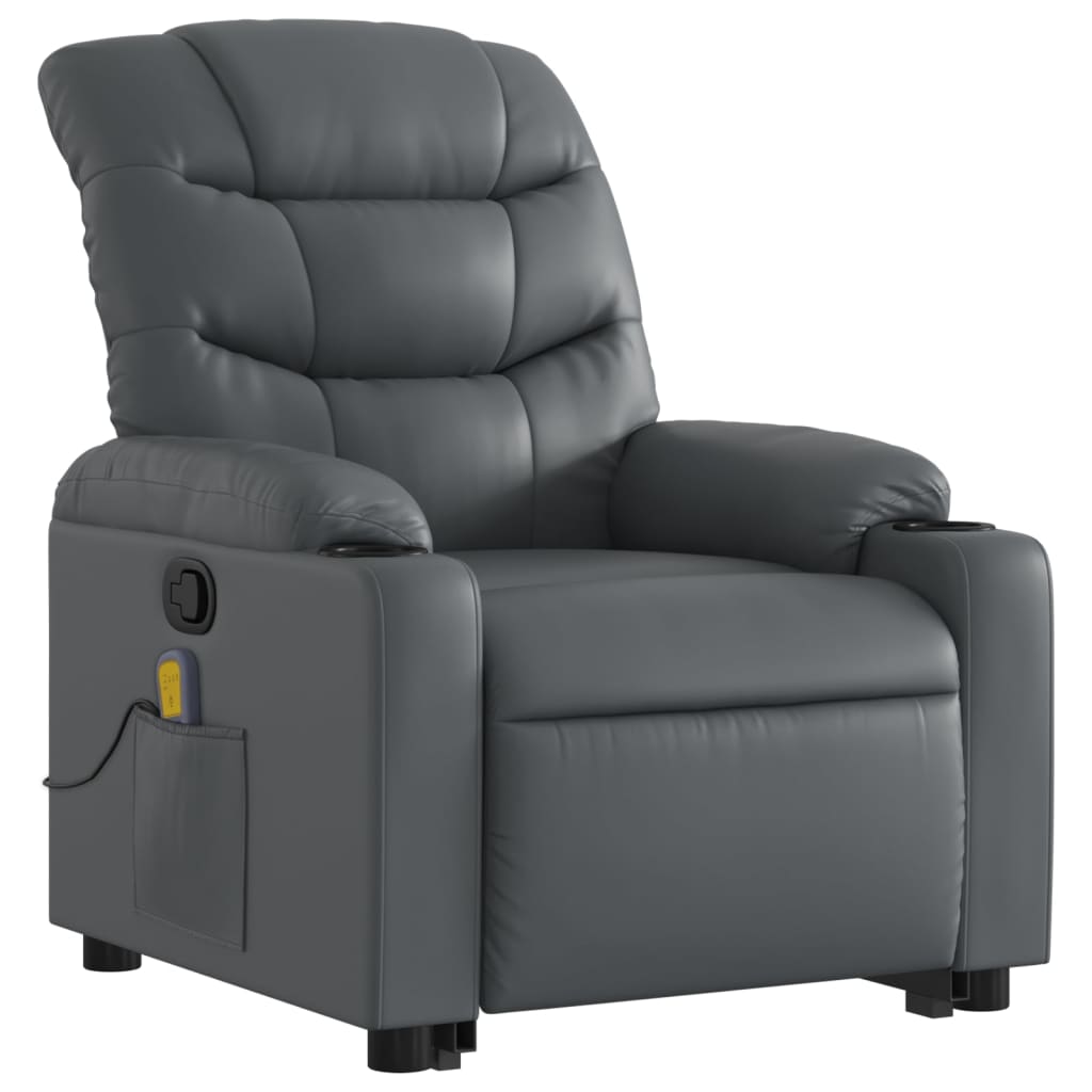 vidaXL Stand up Massage Recliner Chair Gray Faux Leather
