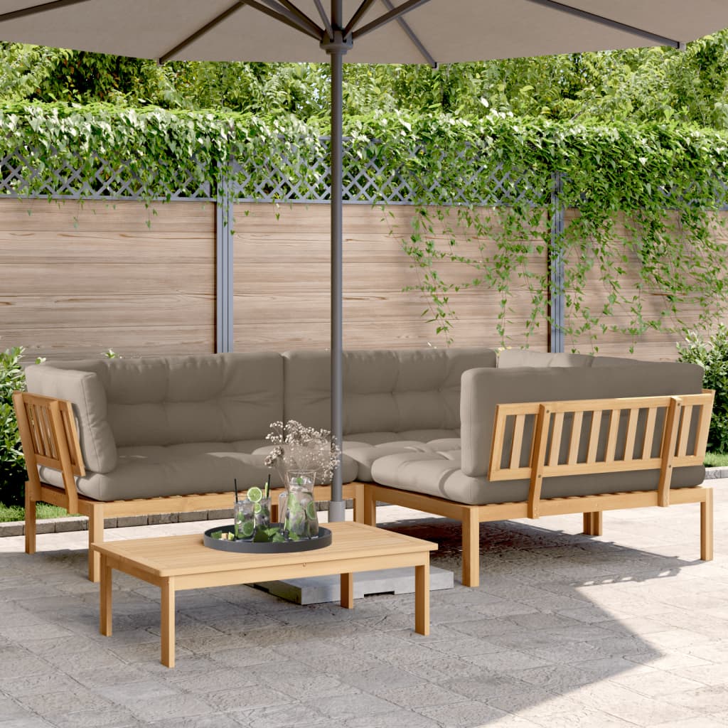 vidaXL 4 Piece Patio Pallet Sofa Set with Cushions Solid Wood Acacia-0