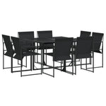vidaXL 9 Piece Patio Dining Set Black Textilene