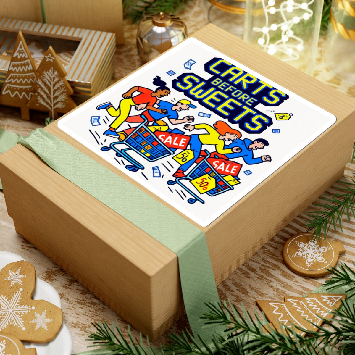 Kiss-Cut Sticker — "Carts Before Sweets" Shopping Sale Sticker