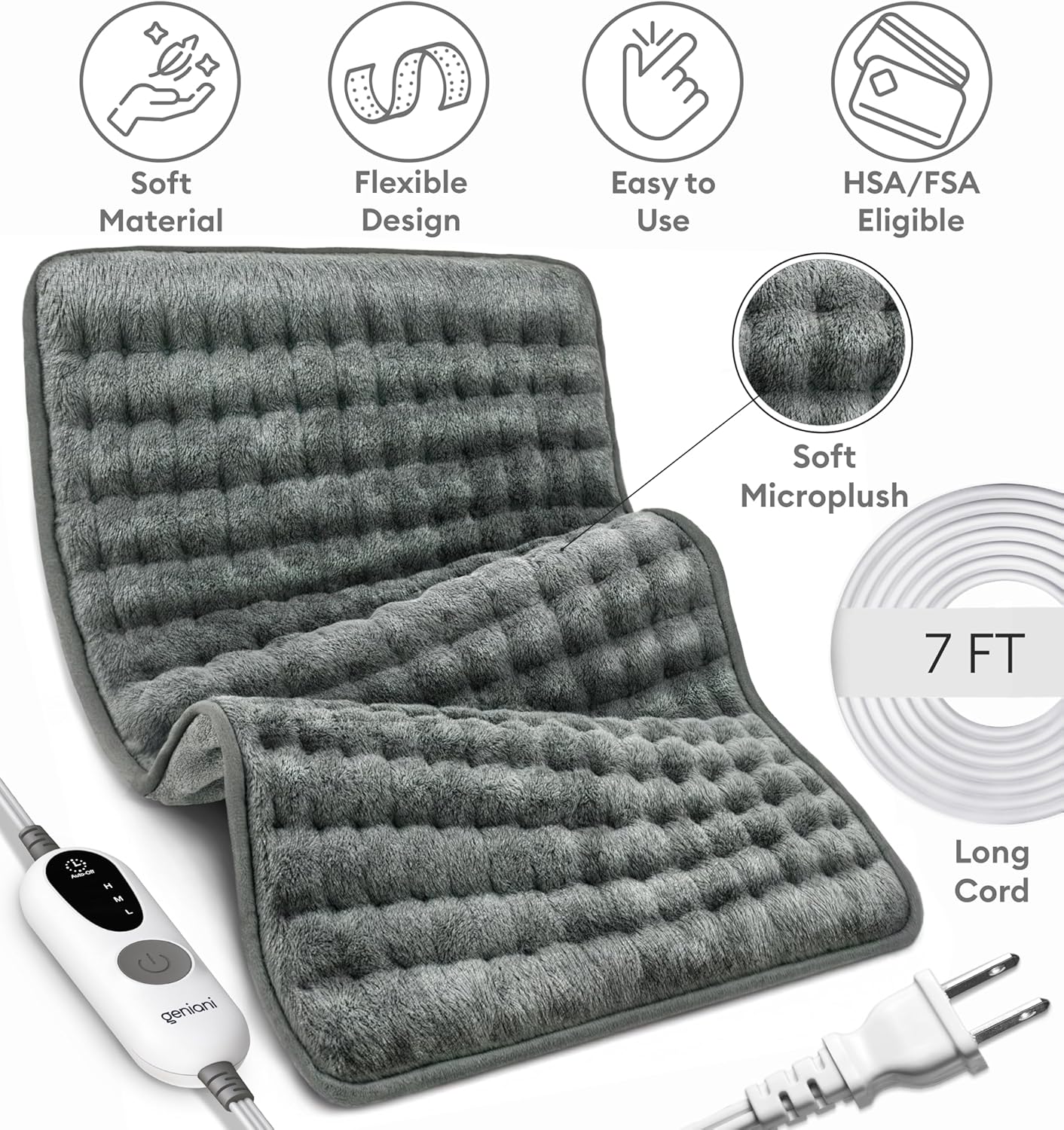 Heating Pad XL, Double-sided, Tabby Gray