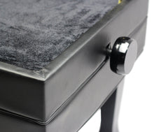 Load image into Gallery viewer, Genuine Leather Adjustable Piano Bench Black Solid Wood Vintage Style