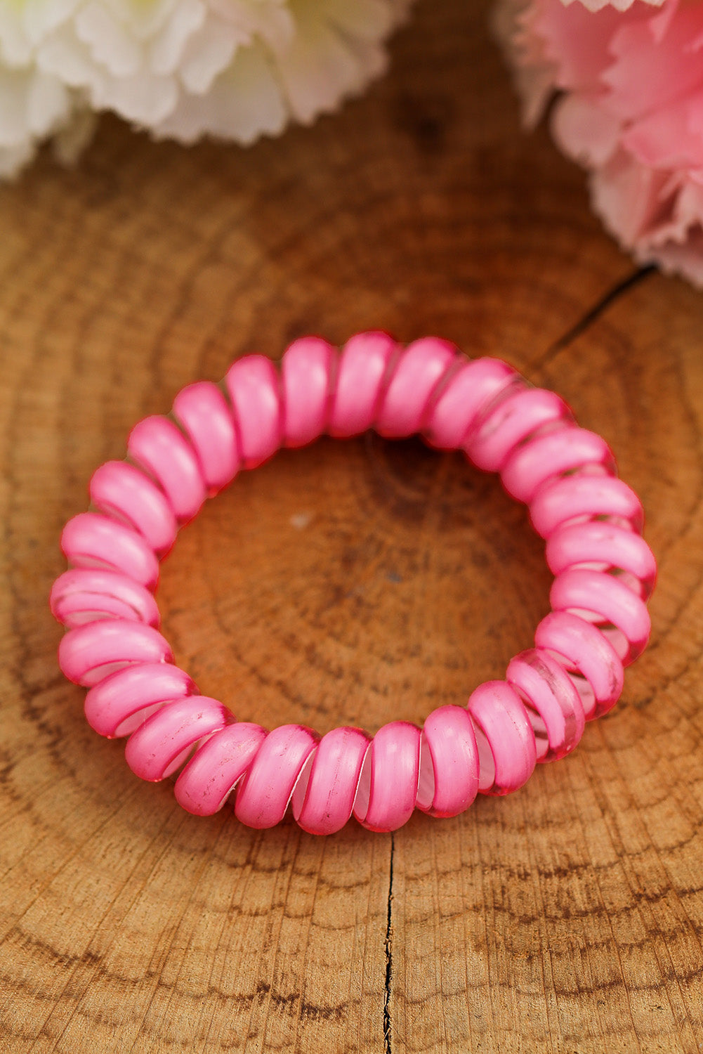 3 PCS Pink Phone Cord Hair Scrunchies-0