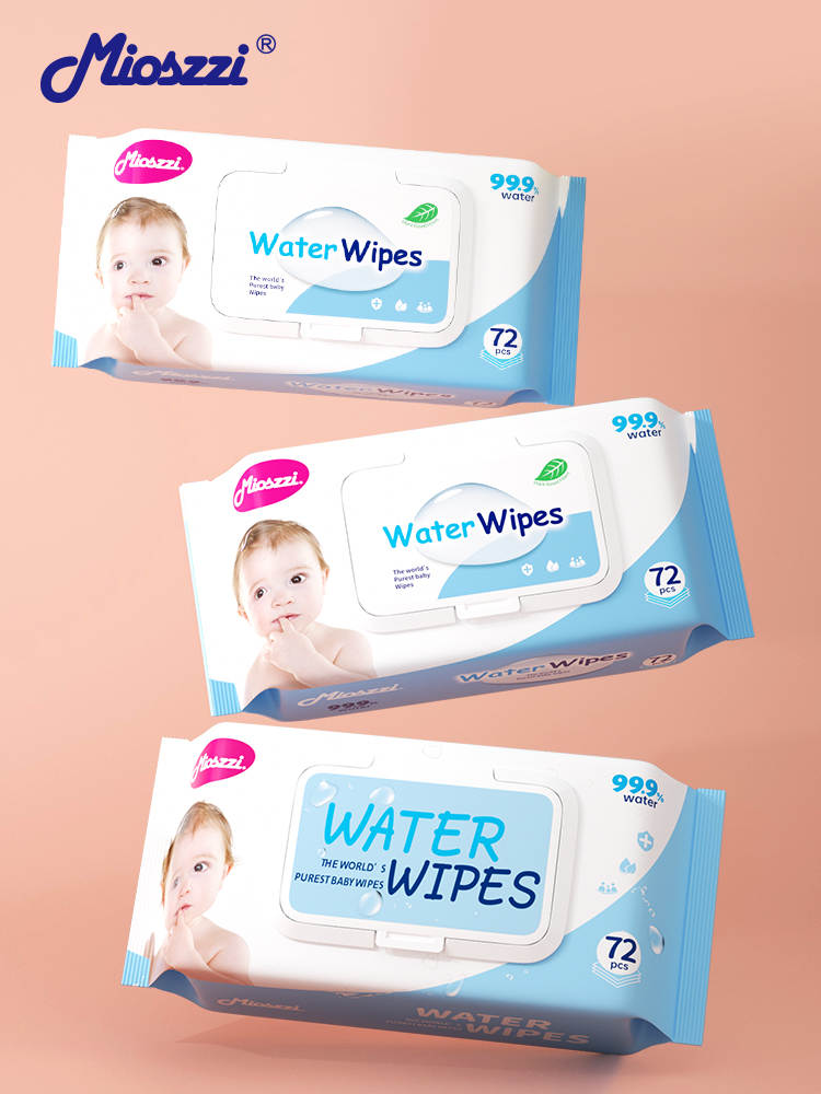 Mioszzi Baby Water Wipes, for Sensitive Skin, 99.9% Water, Unscented, Soft and Absorbent Pack of 24