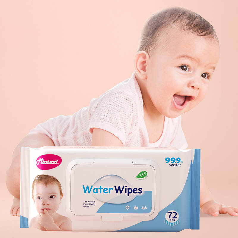 Mioszzi Baby Water Wipes, for Sensitive Skin, 99.9% Water, Unscented, Soft and Absorbent Pack of 24