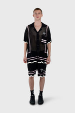 Racket Club Crochet Knit Short-Sleeve Button-Up Shirt