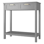 Modern Entryway Accent 2 Drawer Sofa Side Table Grey-2