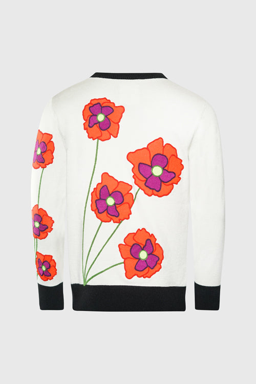 Opium Poppy Flower Knit Sweater