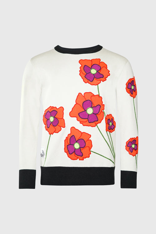 Opium Poppy Flower Knit Sweater