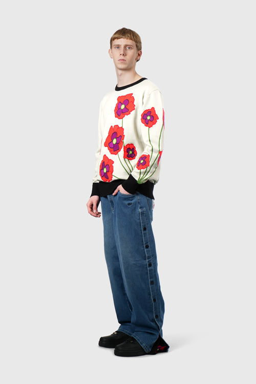 Opium Poppy Flower Knit Sweater