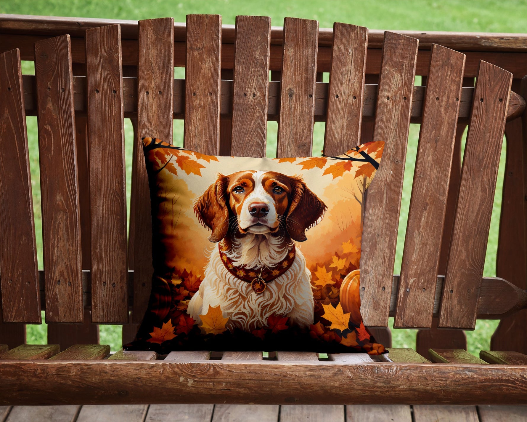 Brittany Spaniel Fall Throw Pillow
