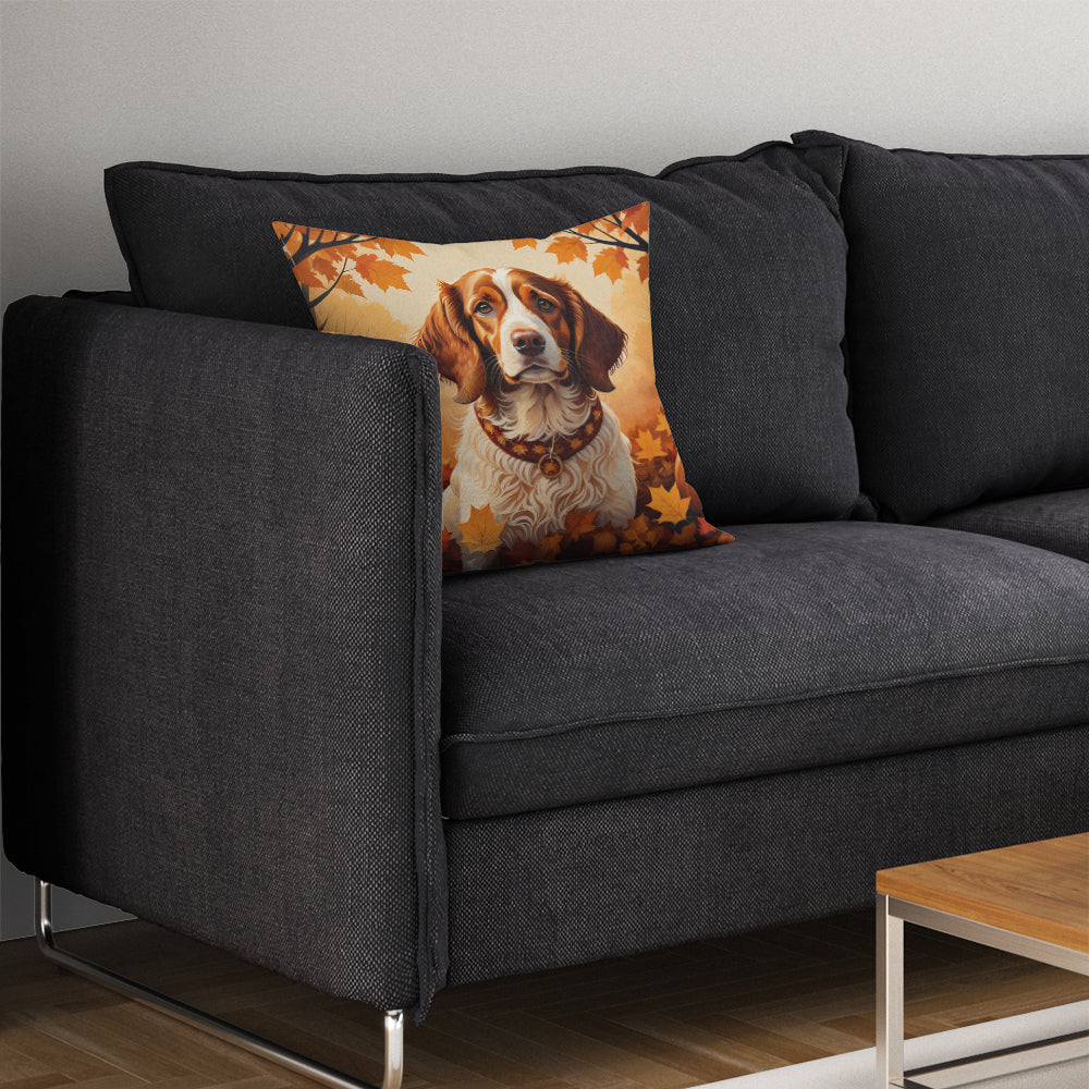 Brittany Spaniel Fall Throw Pillow