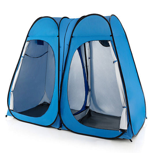 Oversized Pop Up Shower Tent with Window Floor and Storage Pocket-Black
