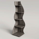 Modern 5 Shelf Corner Bookcase in Grey Wood Finish-0