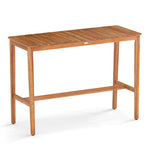 Acacia Wood Counter Height Table with Slatted Tabletop and Footrest Crossbar-4