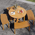 36 Inches Outdoor Folding Round Dining Table with Slatted Tabletop-1