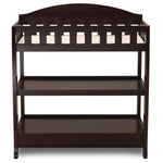 Modern Dark Brown Wooden Baby Changing Table with Safety Rail Pad and Strap