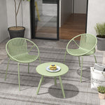 All Weather PP Patio Conversation Set with Round Coffee table and 2 Chairs-Green-1