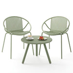 All Weather PP Patio Conversation Set with Round Coffee table and 2 Chairs-Green-2