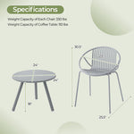 All Weather PP Patio Conversation Set with Round Coffee table and 2 Chairs-Green-8