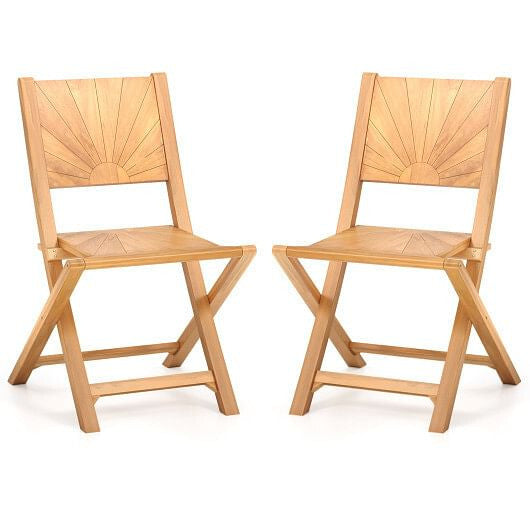 2 Pieces Folding Patio Chairs with Inclined Backrest-4
