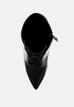 Mesta Croco Textured Stiletto Boots