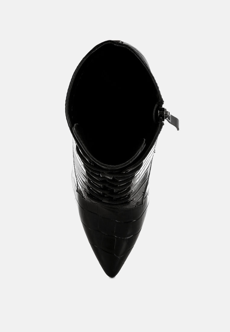Mesta Croco Textured Stiletto Boots