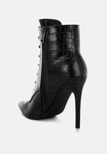 Mesta Croco Textured Stiletto Boots