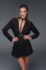black Chiffon minidress with choker F150- 3XL