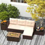 4 Pieces Outdoor Furniture Set with 32 Inch Fire Pit Table and Propane Tank Cover-0