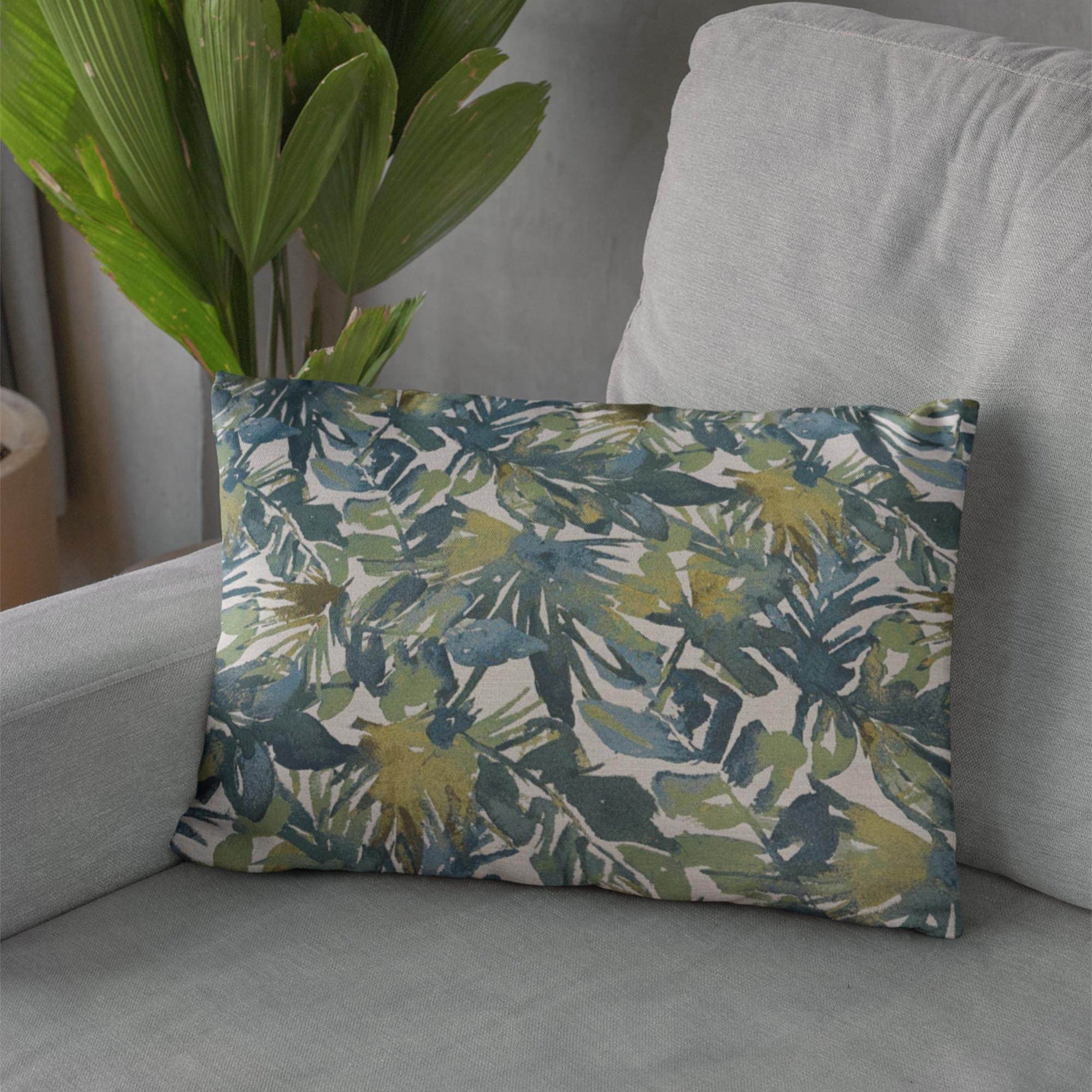 Plutus Green Yellow Nature’s Embrace Floral Luxury Throw Pillow